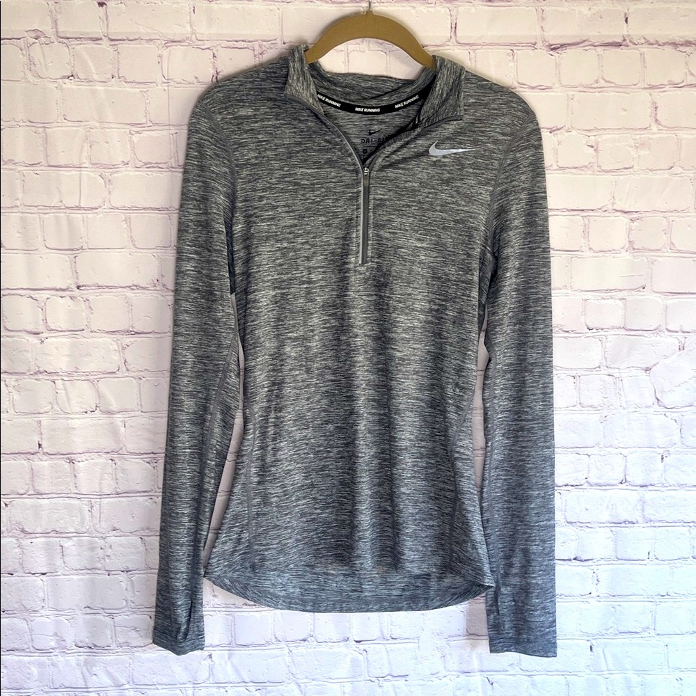 Nike Dri-Fit Heather Gray Quarter-Zip Athletic Running Pullover Woman’s Size XS